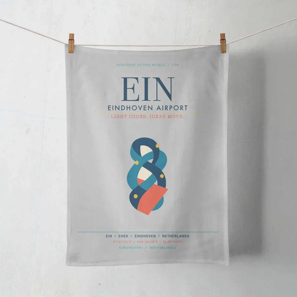 Eindhoven Airport (EIN) design on light gray towel