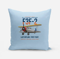 Thumbnail for F3F-2 Last Biplane First Fight design on light blue pillow
