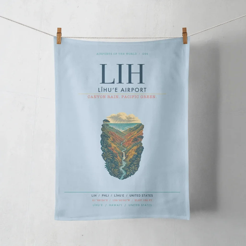 Līhuʻe Airport (LIH) design on light blue towel
