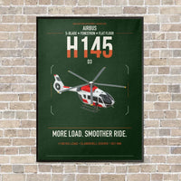 Thumbnail for Airbus H145 D3 vertical canvas print - framed - dark green background