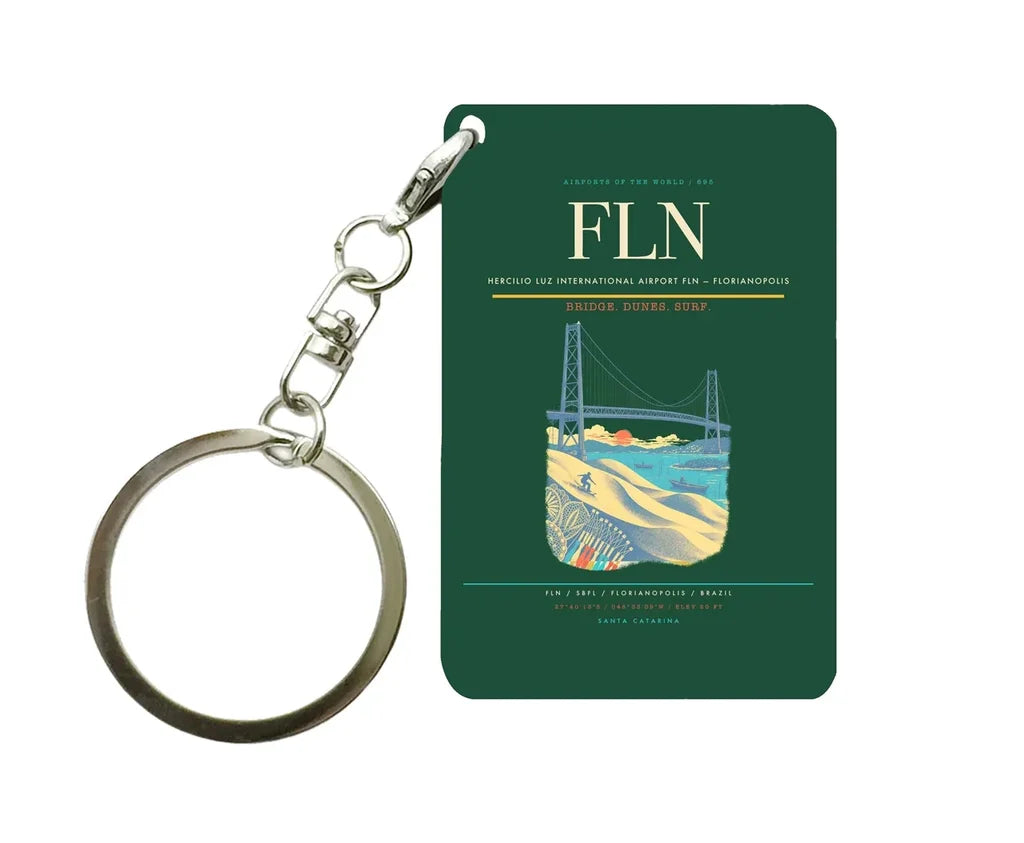 Hercilio Luz International Airport (FLN) design on dark green key chain
