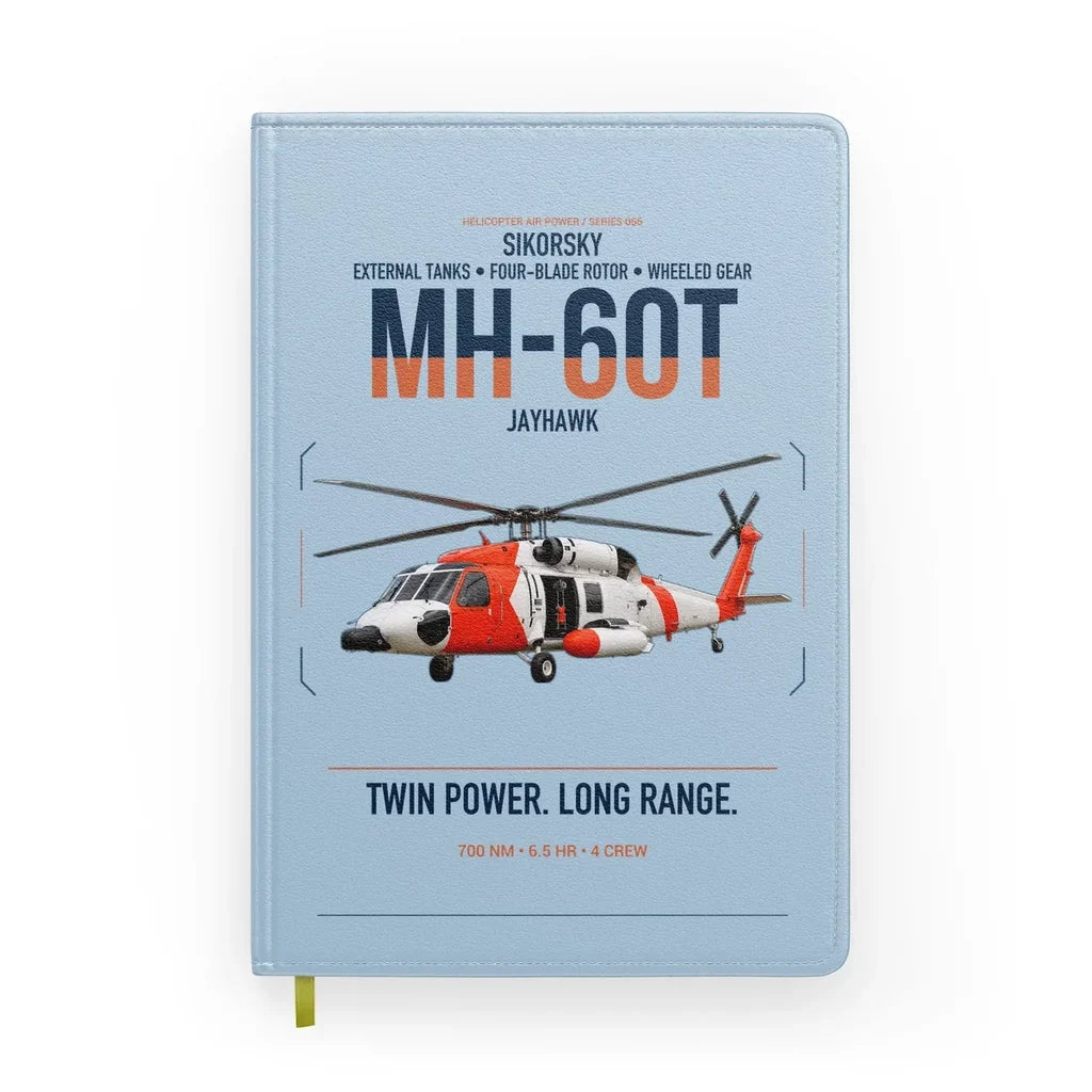 Sikorsky MH-60T Jayhawk design on light blue notebook
