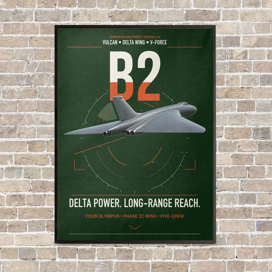 Avro Vulcan B2 vertical canvas print - framed - dark green background