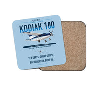 Thumbnail for Daher Kodiak 100 Series III design on light blue 1 piece coaster