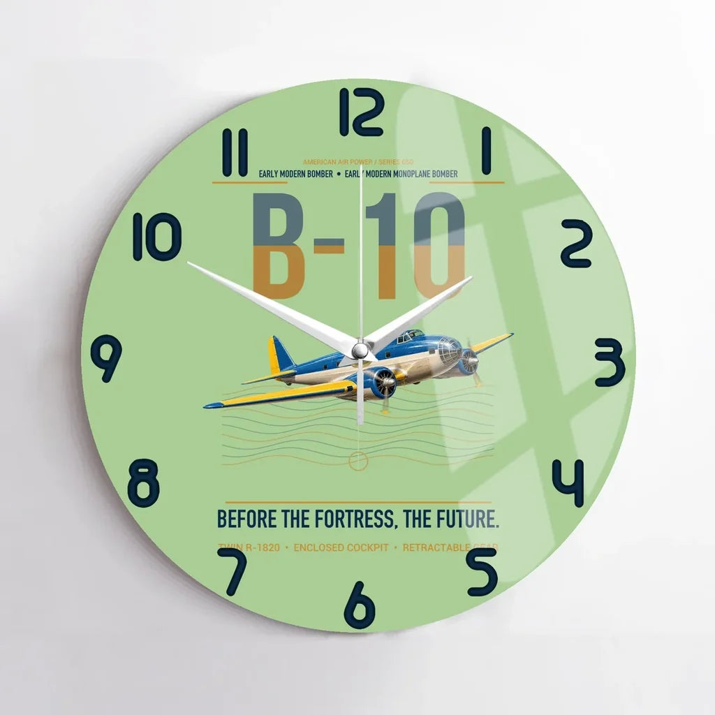 Martin B-10 design on light green no frame wall clock