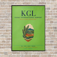 Thumbnail for Kigali International Airport KGL vertical canvas print - framed - light green background
