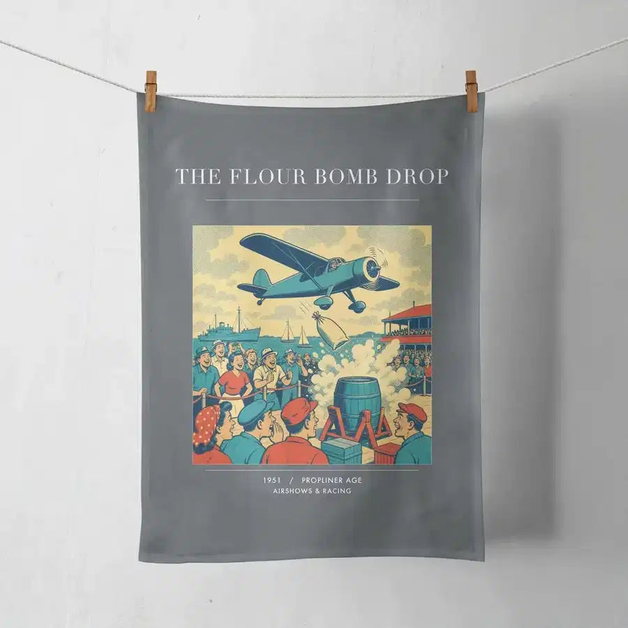 VINTAGE G4259 - The Flour Bomb Drop - Designed Towels design on gray