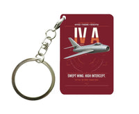 Thumbnail for Dassault Mystère IV A design on dark red designed key chain, double-side print