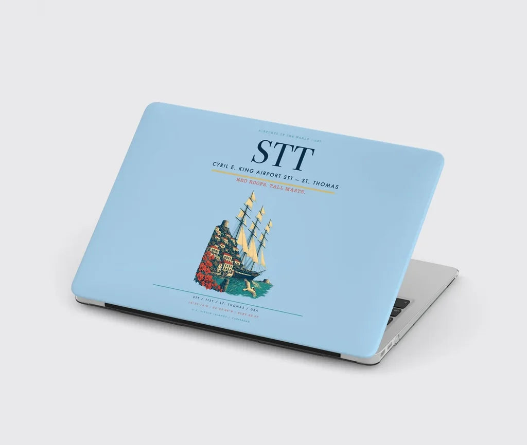 Cyril E. King Airport (STT) design on light blue MacBook case