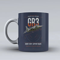 Thumbnail for Hawker Siddeley Harrier GR3 design on dark blue ceramic mug, double-side print