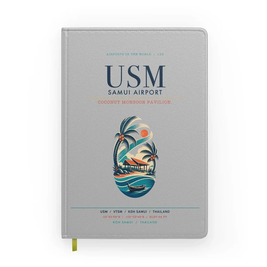 Samui Airport Koh Samui (USM) design on light gray notebook