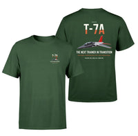 Thumbnail for T-7A Red Hawk design on dark green double-side t-shirt, double-side print