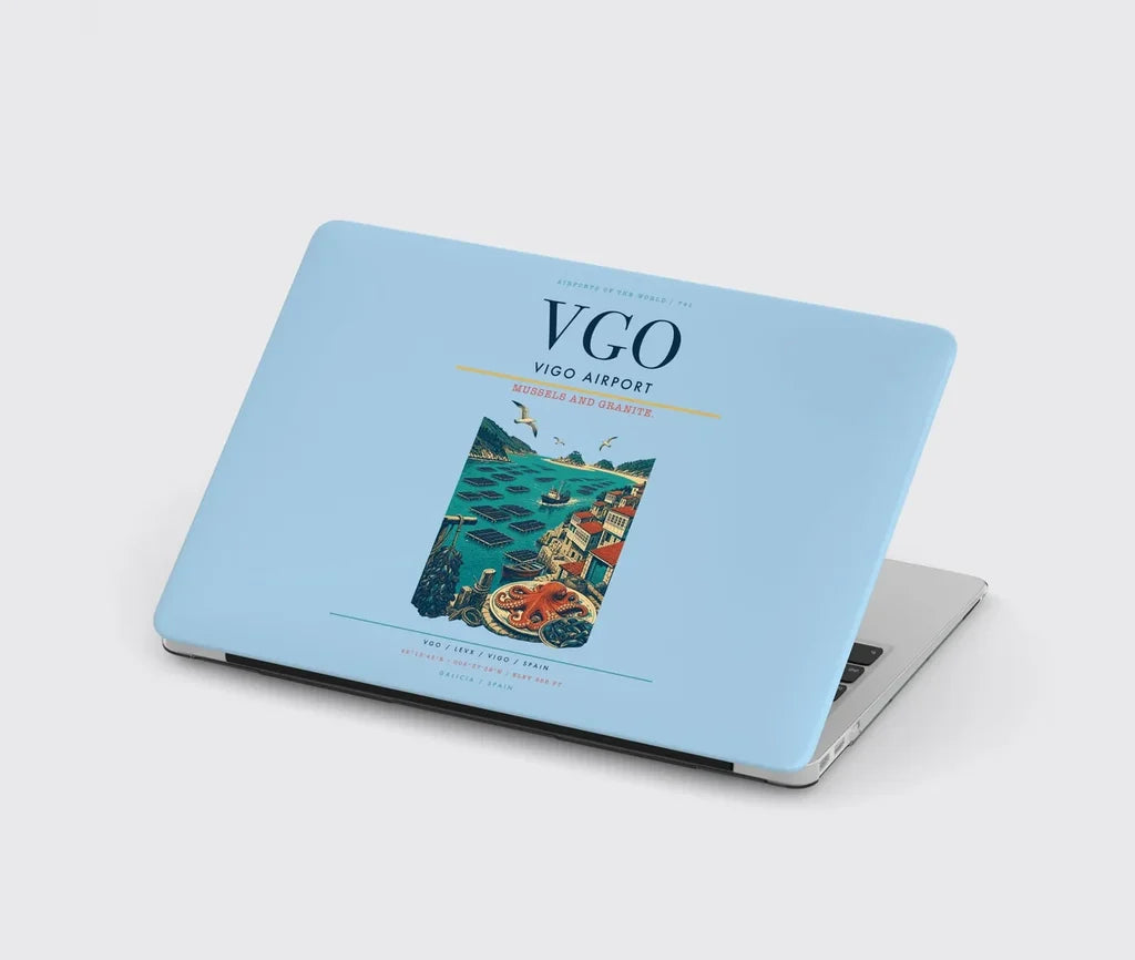 Vigo Airport (VGO) design on light blue MacBook case