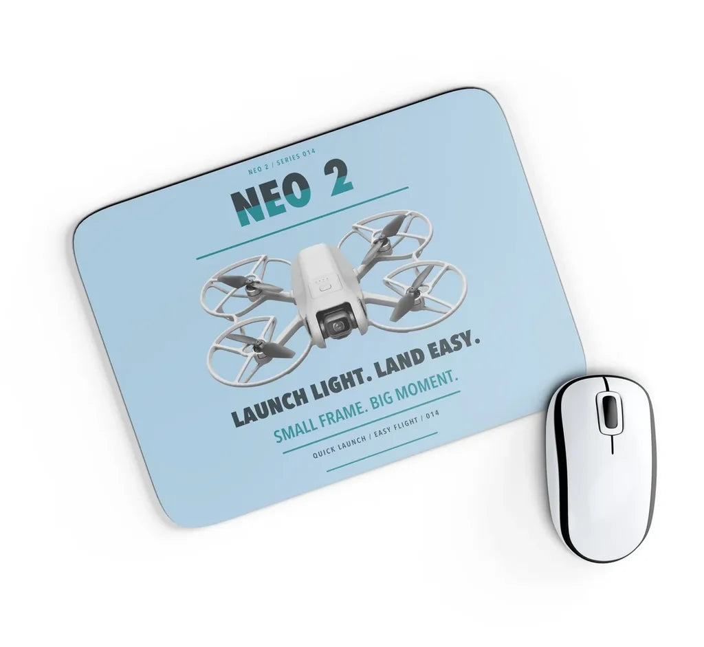 DJI Neo 2 design on light blue rectangle mouse pad