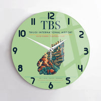 Thumbnail for Tbilisi International Airport (TBS) design on light green no frame wall clock