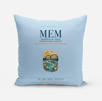 Thumbnail for Frederick W. Smith International Airport Memphis (MEM) design on light blue pillow