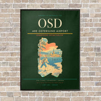 Thumbnail for Are Ostersund Airport OSD vertical canvas print - framed - dark green background