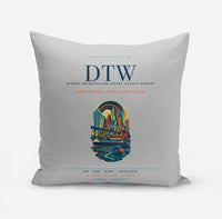 Thumbnail for Detroit Metropolitan Wayne County Airport (DTW) design on light gray pillow