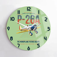 Thumbnail for Boeing P-26A Peashooter design on light green no frame wall clock