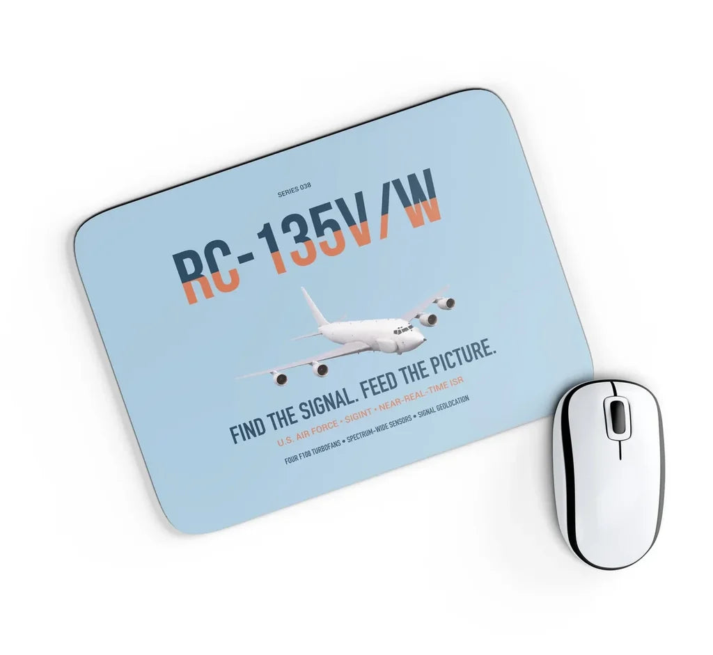 RC-135V W Rivet Joint design on light blue rectangle mouse pad