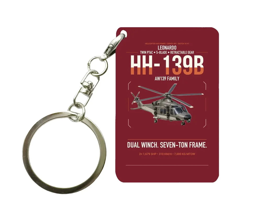 Leonardo HH-139B design on dark red designed key chain, double-side print