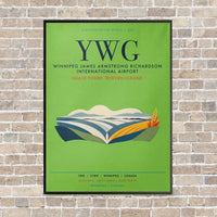 Thumbnail for Winnipeg James Armstrong Richardson International Airport YWG vertical canvas print - framed - light green background