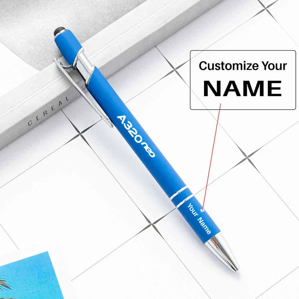A320neo & Text touch pen - blue with name