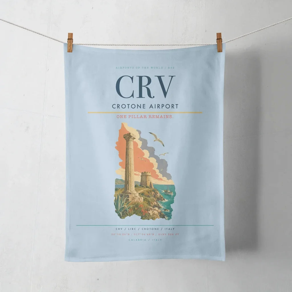 Crotone Airport (CRV) design on light blue towel