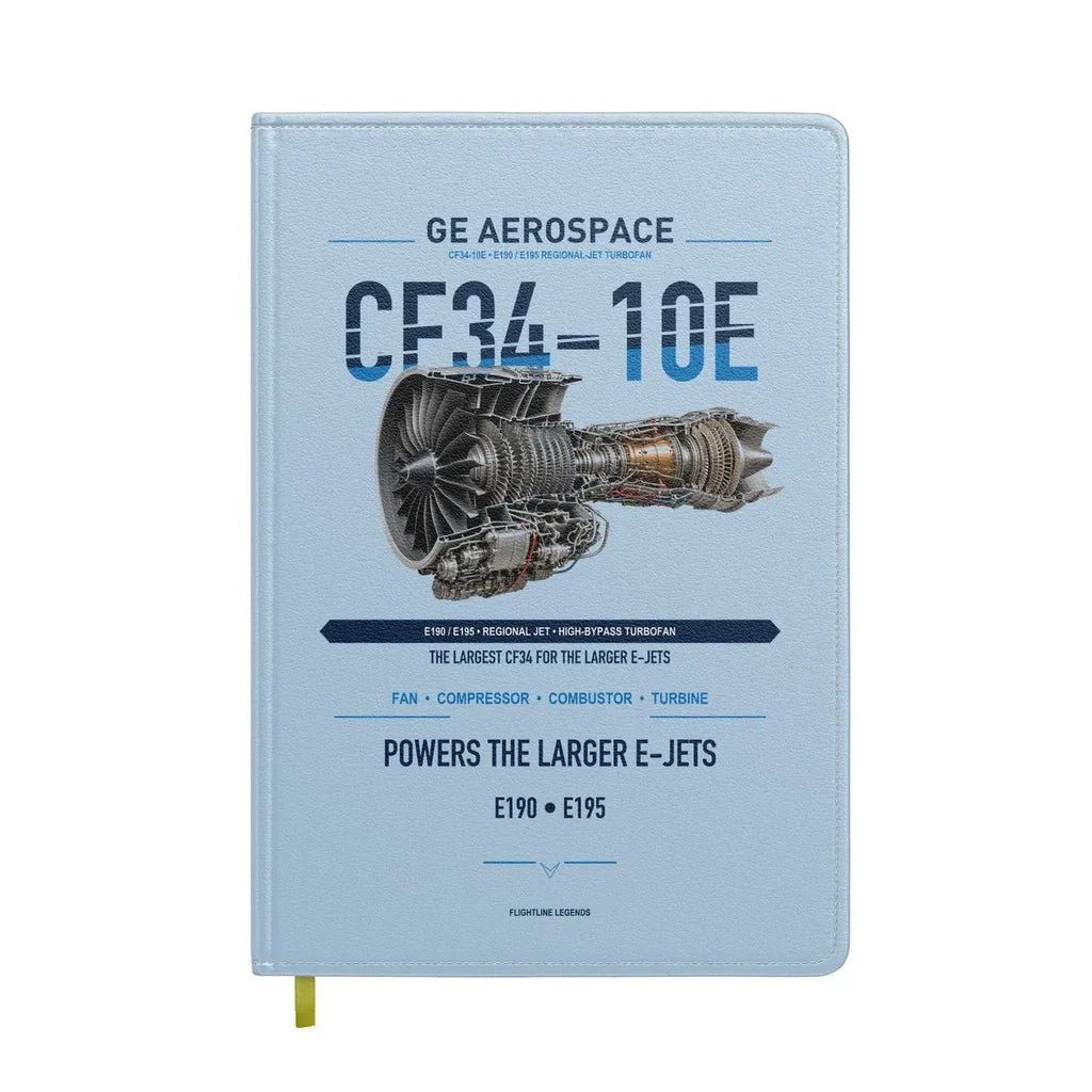 CF34-10E design on light blue notebook