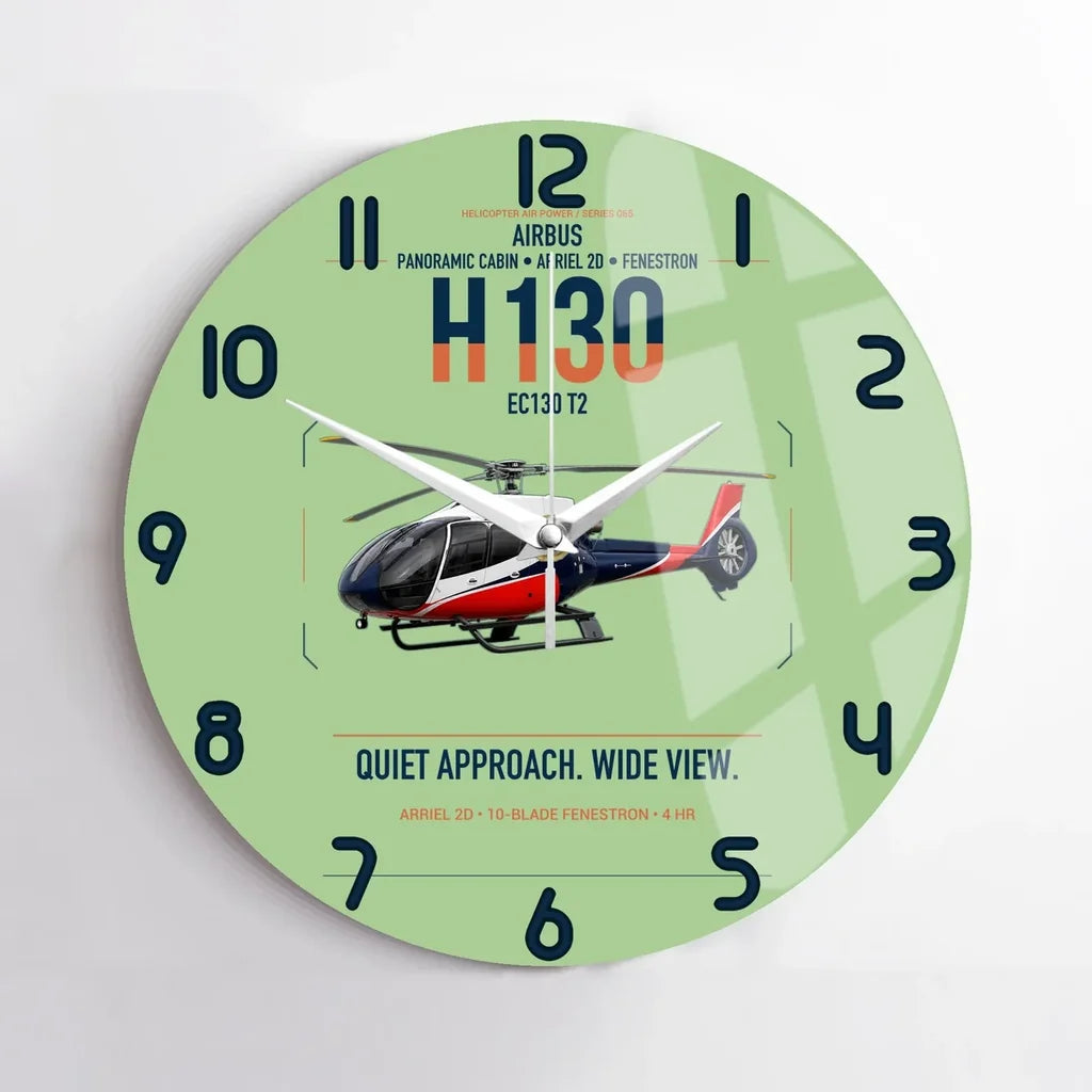 Airbus H130 design on light green no frame wall clock