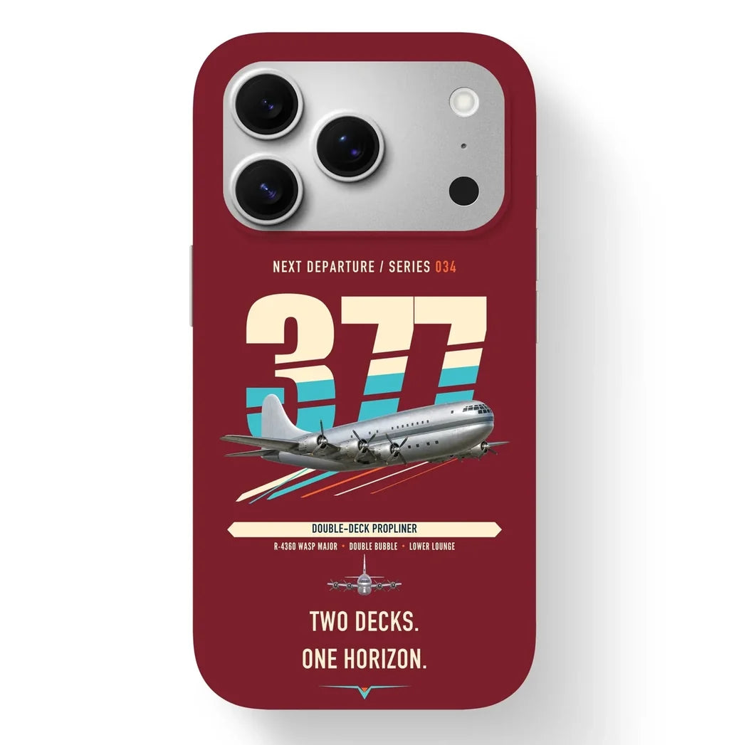 Boeing 377 Stratocruiser design on dark red magsafe iphone case