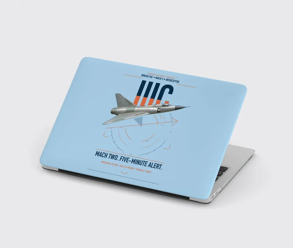 Dassault Mirage IIIC design on light blue MacBook case