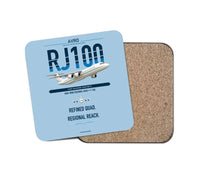 Thumbnail for Avro RJ100 design on light blue 1 piece coaster
