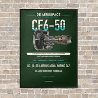 Thumbnail for CF6-50 vertical canvas print - framed - dark green background