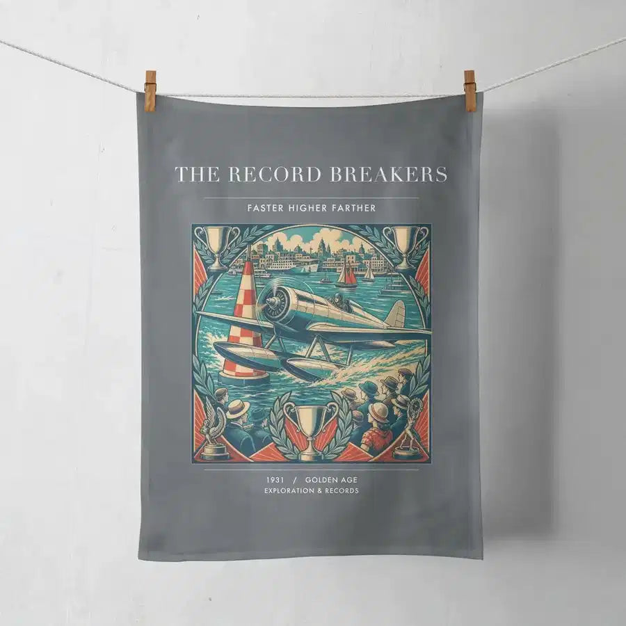 VINTAGE G4030 - The Record Breakers - Designed Towels design on gray