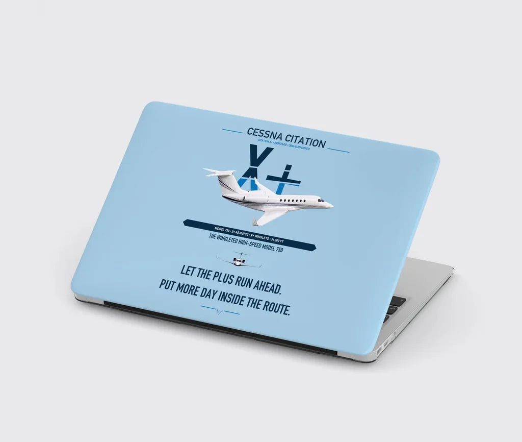 Cessna Citation X+ design on light blue MacBook case