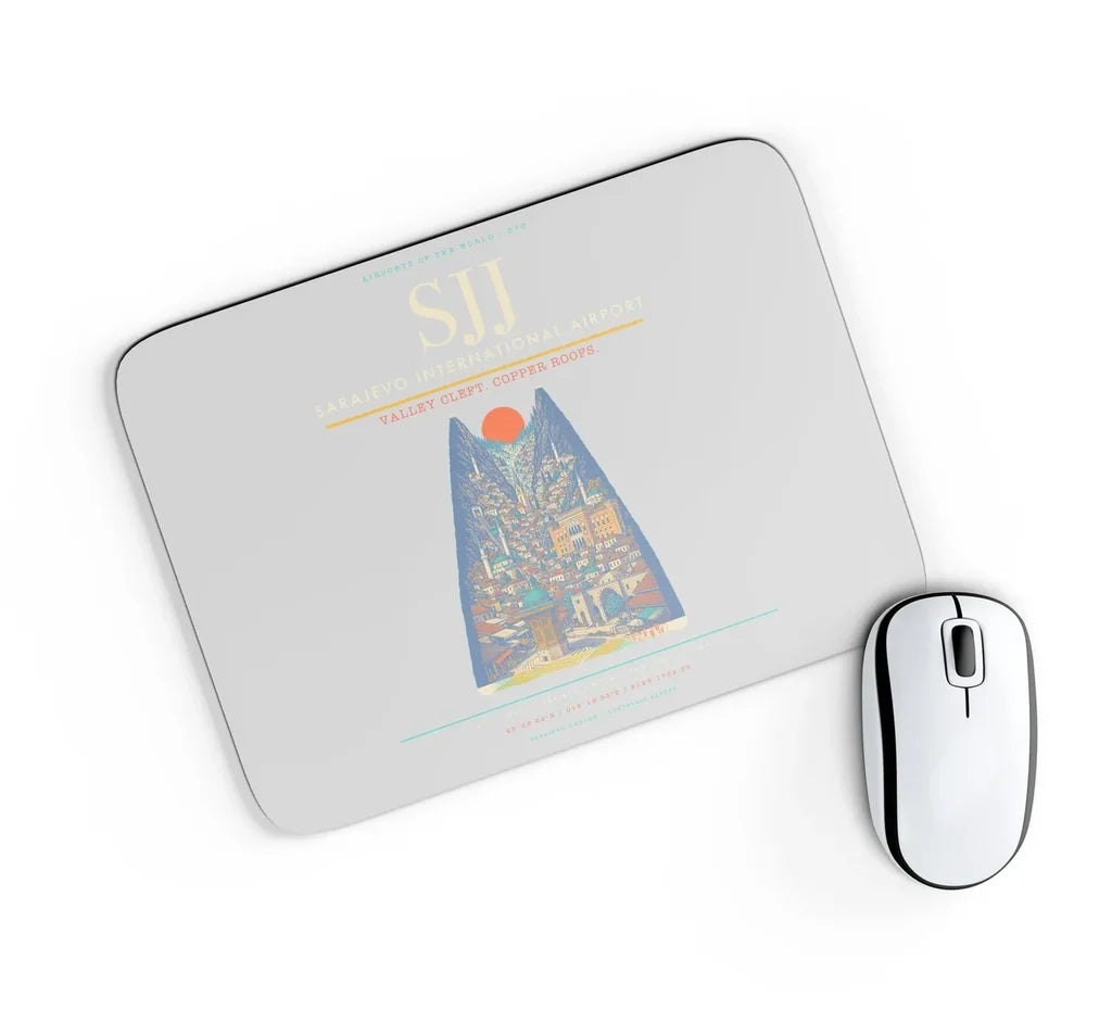 Sarajevo International Airport SJJ Mouse-Pad Rectangle - Light Gray