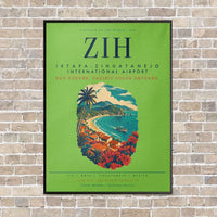 Thumbnail for Ixtapa-Zihuatanejo International Airport ZIH vertical canvas print - framed - light green background
