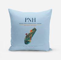 Thumbnail for Phnom Penh International Airport (PNH) design on light blue pillow
