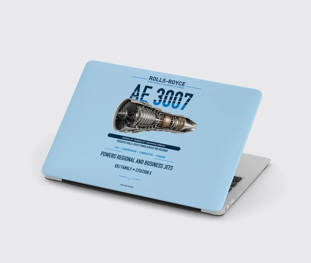 AE 3007 design on light blue MacBook case