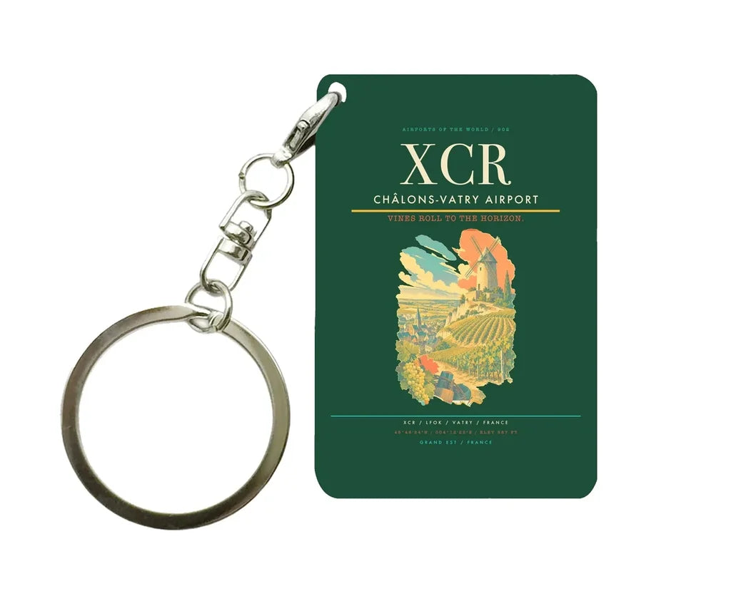 Châlons-Vatry Airport (XCR) design on dark green key chain