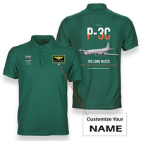 Thumbnail for P-3C Orion design on green+name double-side polo t-shirt, double-side print