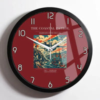 Thumbnail for VINTAGE G4035 - The Coastal Patrol - Designed Wall Clocks design on darkred framed