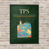 Thumbnail for Vincenzo Florio Airport Trapani-Birgi TPS vertical canvas print - framed - dark green background