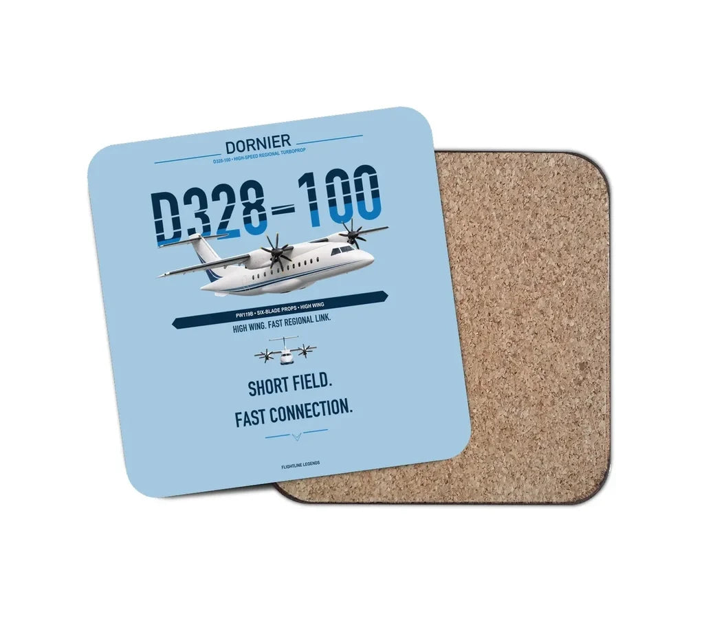 Dornier D328-100 design on light blue 1 piece coaster