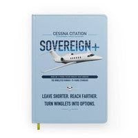 Thumbnail for Cessna Citation Sovereign+ design on light blue notebook