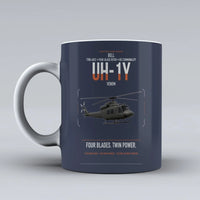 Thumbnail for Bell UH-1Y Venom design on dark blue ceramic mug, double-side print