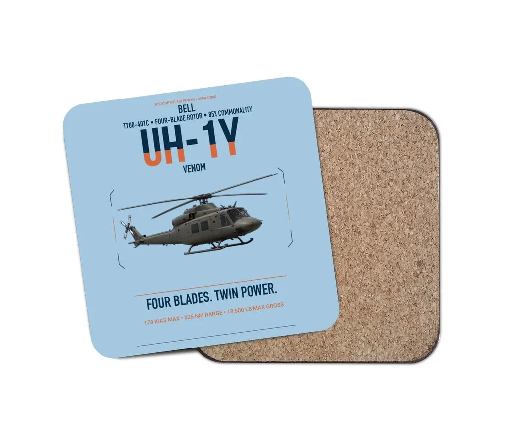 Bell UH-1Y Venom design on light blue 1 piece coaster