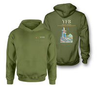 Thumbnail for Iqaluit Airport (YFB) design on green army double-side hoodie