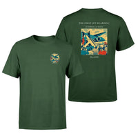 Thumbnail for VINTAGE G4228 - The First Jet Boarding - Double-Side T-Shirt design on darkgreen double side t shirt